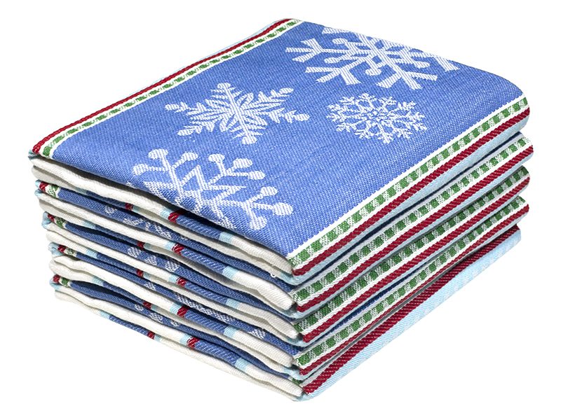 KT-Design 2529(A)_46x70cms_0.400gms (7) Bunty's Kitchen Towel - Design 2529 - 046x070cms - (05 Pc Pack) - Snowflakes - Image 1