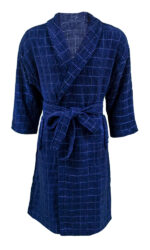 Bathrobe - Terry - Shawl Collar - Checkered Estate Blue - Image 5