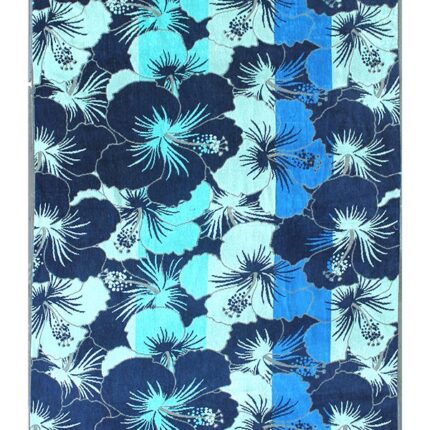 Beach Towel 0700 - Design 339 - 094x176cms - 675GMS - Flowers Estate Blue