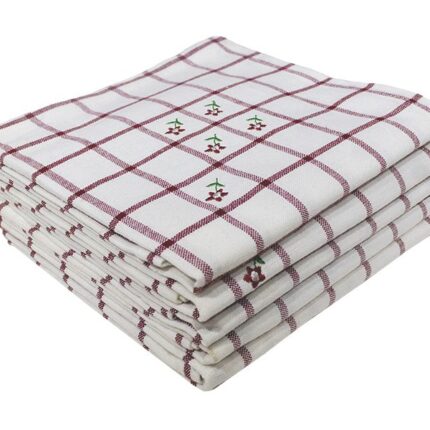 Bunty's Kitchen Towel - Design 2771 - 052x072cms - (05 Pc Pack) - Checks With Roses