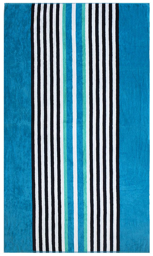 0800D065 Blue Black_106x180_826grams Beach Towel 0800 - Design 065 - 100x180cms - Stripes - Image 1