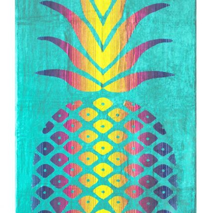 Beach Towel 0800 - Design 068 - 100x180cms - Pineapple - Teal