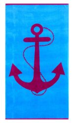 Anchor Fuchia Beach Towel