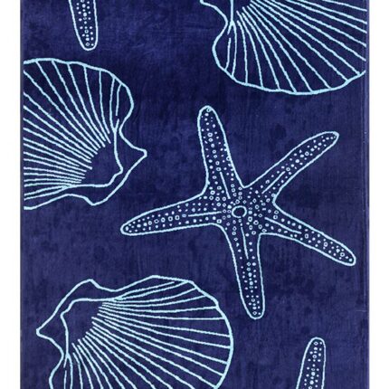 Beach Towel 0800 - Design 077 - 100x180cms - Sea Shell - Estate Blue