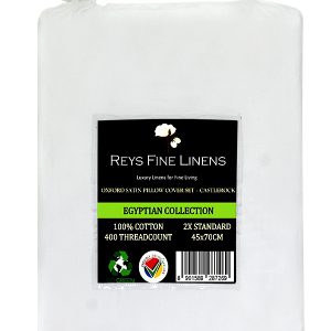 Rey's Fine Linen - Egyptian Collection - Oxford Castlerock Satin Stitch Pillow Cover Set - Image 1