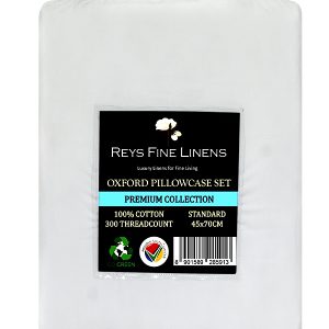 Rey's Fine Linen - Premium Collection - Oxford Optical White Satin Stitch Pillow Cover Set - Image 1