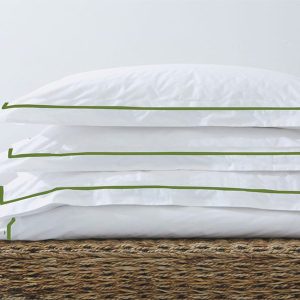Rey's Fine Linen - Premium Collection - Oxford Olive Green Satin Stitch Duvet Cover Set