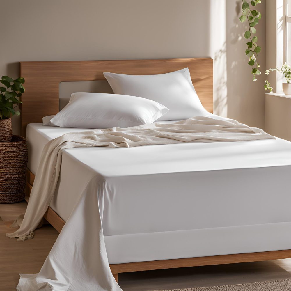 Simply Sleep_Lodge_Collection_Lifestyle_Flat_Sheet_OpticalWhite (4) Rey's Fine Linen - Egyptian Collection - Flat Sheet - Image 1