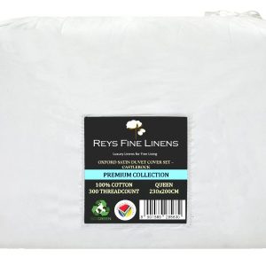 Rey's Fine Linen - Premium Collection - Oxford Castlerock Satin Stitch Duvet Cover Set - Image 1