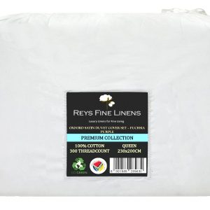 Rey's Fine Linen - Premium Collection - Oxford Fuchsia Purple Satin Stitch Duvet Cover Set - Image 1