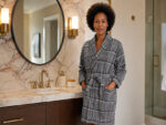 Bathrobe - Velour - Shawl Collar - Checkered High-Rise - Image 5