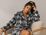 Bathrobe - Terry - Shawl Collar - Diamond Black/Grey - Image 7
