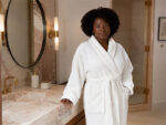 Bathrobe - Terry - Shawl Collar - Popcorn Optical White - Image 4