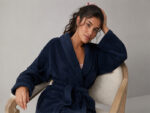 Bathrobe - Velour - Shawl Collar - Estate Blue - Image 5