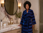 Bathrobe - Velour - Shawl Collar - Stripes Poseidon - Image 3