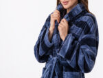 Bathrobe - Velour - Shawl Collar - Stripes Poseidon - Image 2