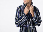 Bathrobe - Velour - Shawl Collar - Stripes Poseidon - Image 6