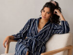 Bathrobe - Velour - Shawl Collar - Stripes Poseidon - Image 5