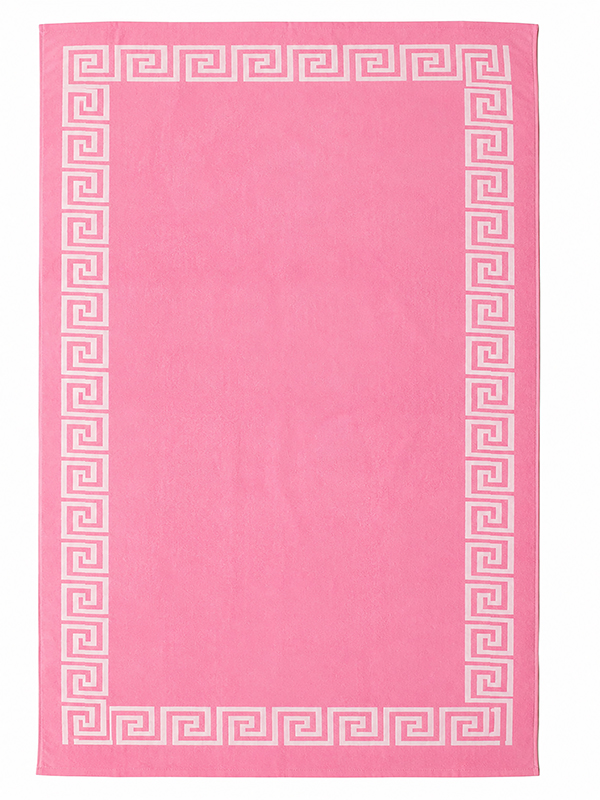 0800D122_Beach_Towel_Greek Patterns_Pink_90x190cm_816gms Beach Towel 0800 - Design 122 - 091x190cms - Greek Patterns - 816GMS - Image 1